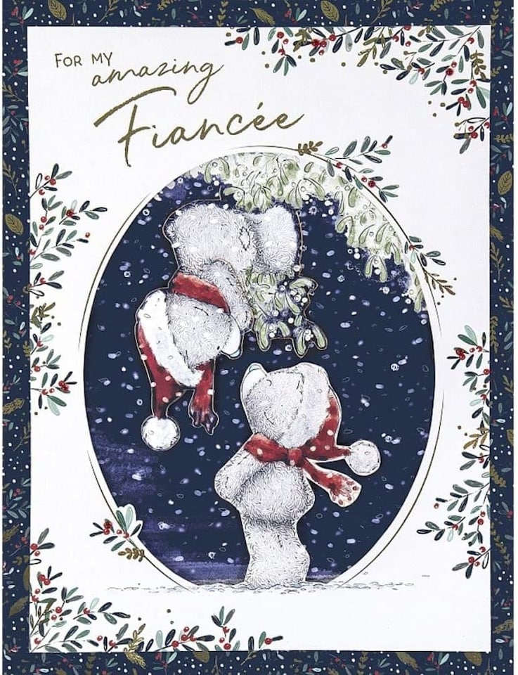 image 1 of Bears and Mistletoe Amazing Fiancée Boxed Christmas Card