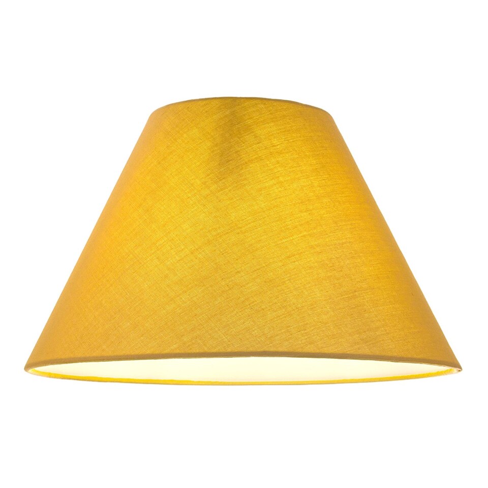 image 1 of Traditional 12" Ochre Cotton Coolie Lampshade Suitable for Table Lamp or Pendant | Yellow | Ochre | 1