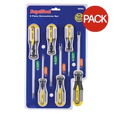 SupaTool Screwdriver Set (Pack of 6) - Black/Yellow - One Size