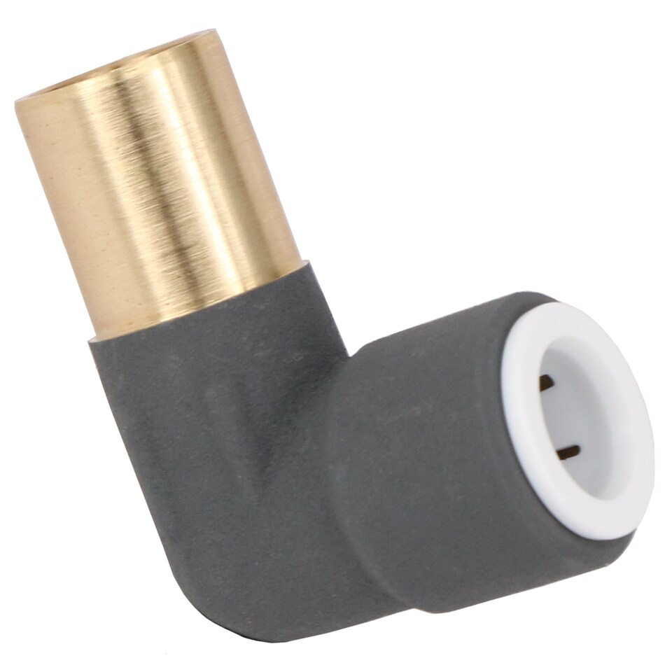 image 1 of SPARES2GO Radiator Valve Reducing Elbow Stem Compression 15mm x 10mm Pushfit Black