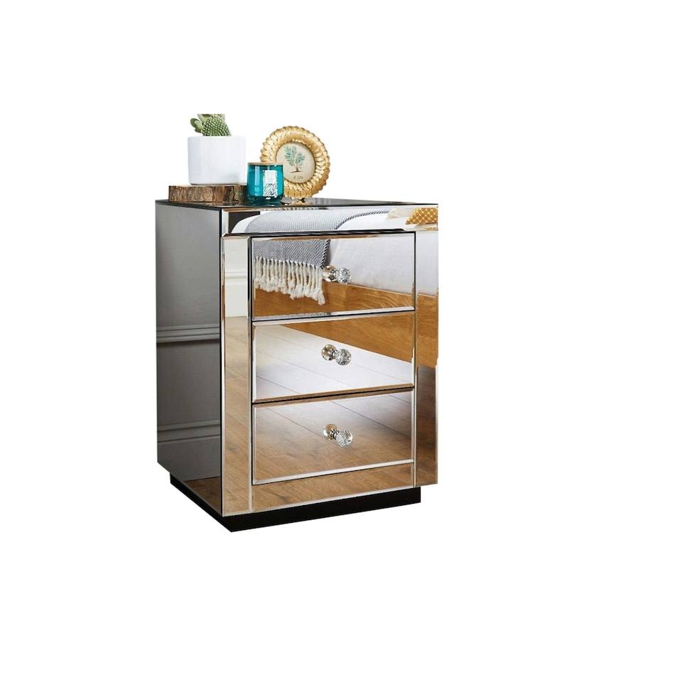 image 1 of Furniturebox Italian Mirrored Bedside Table