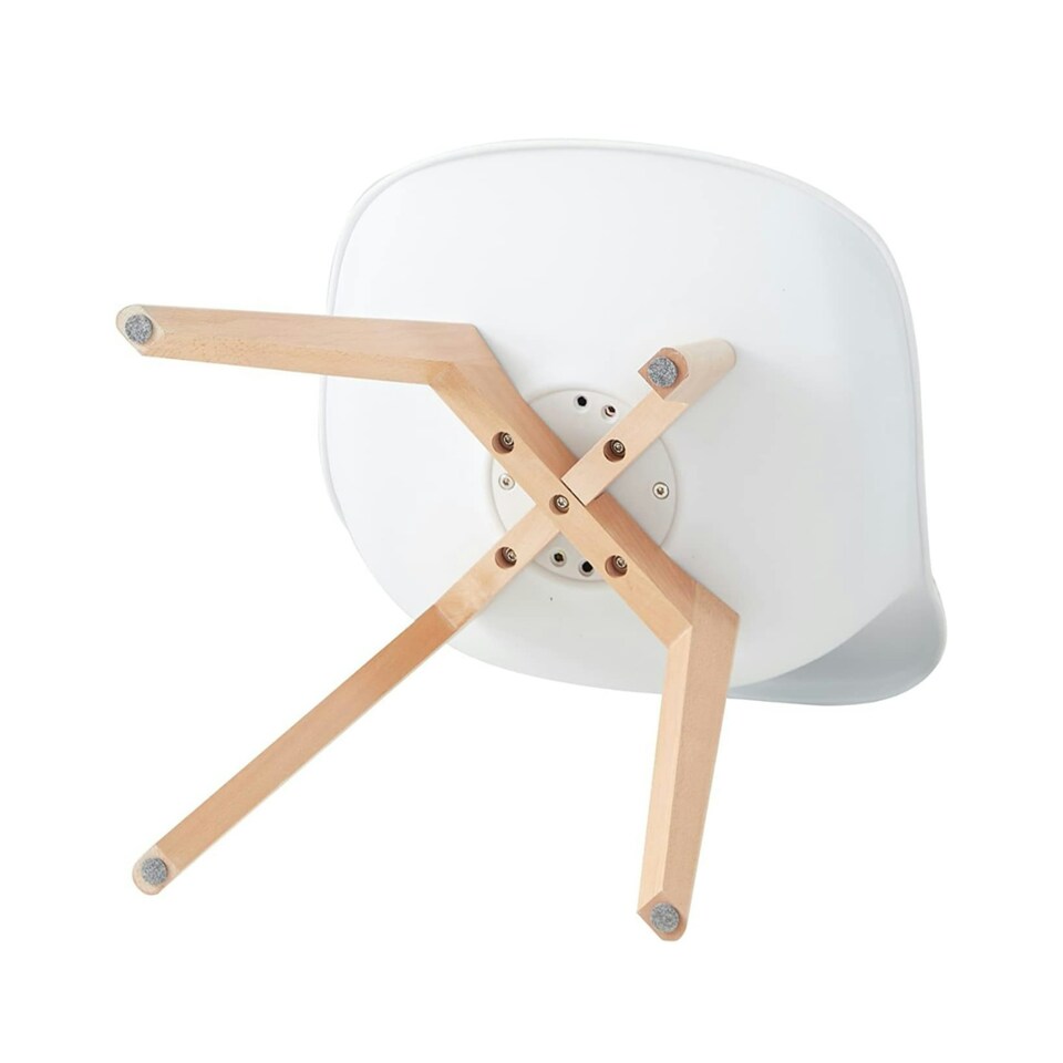 image 1 of Single Scandinavian Dining Chair with Leather Cushions Solid Wood Legs White