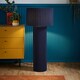 image 2 of ValueLights Lenny Navy Blue Ribbed Fabric Midi Floor Lamp & Bulb | Blue