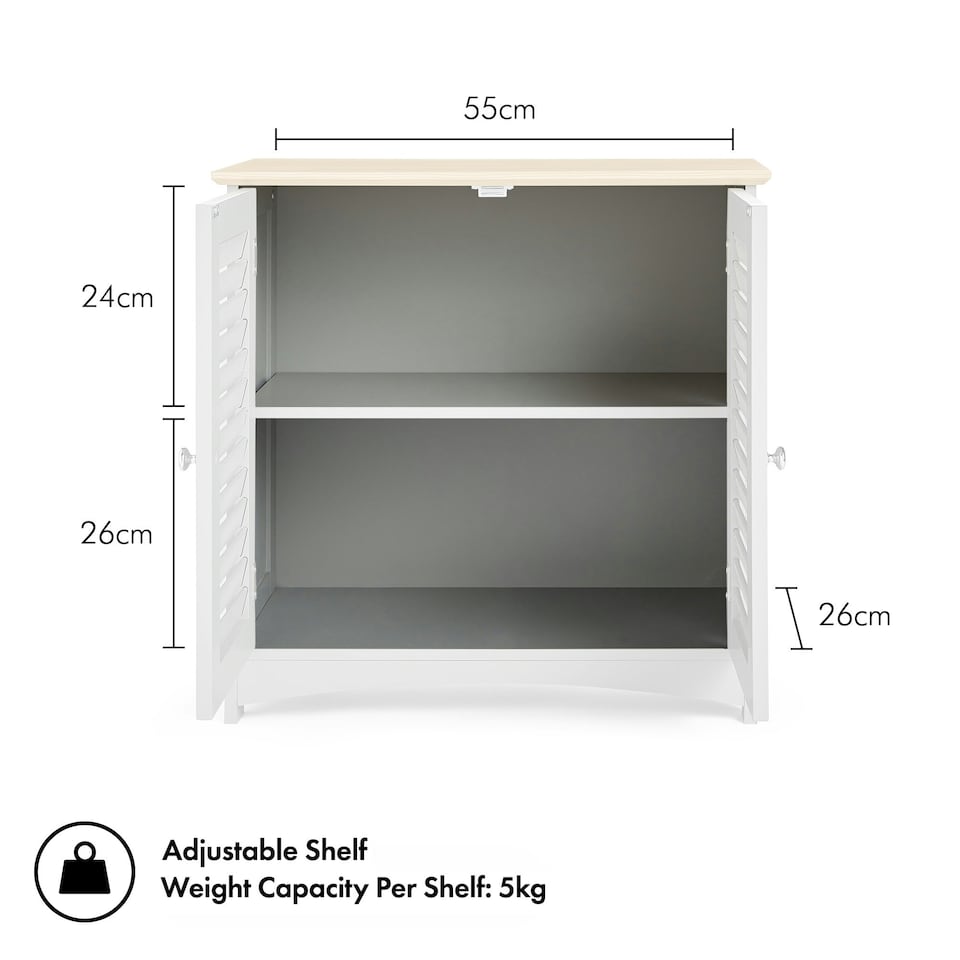 image 1 of VonHaus Shrewsbury Grey Bathroom Storage Cabinet with Wood Effect Top