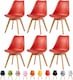 image 1 of Set of 6 Dining Chairs with Solid Wooden Legs and Seat Cushion Pads in Red - Eva by MCC