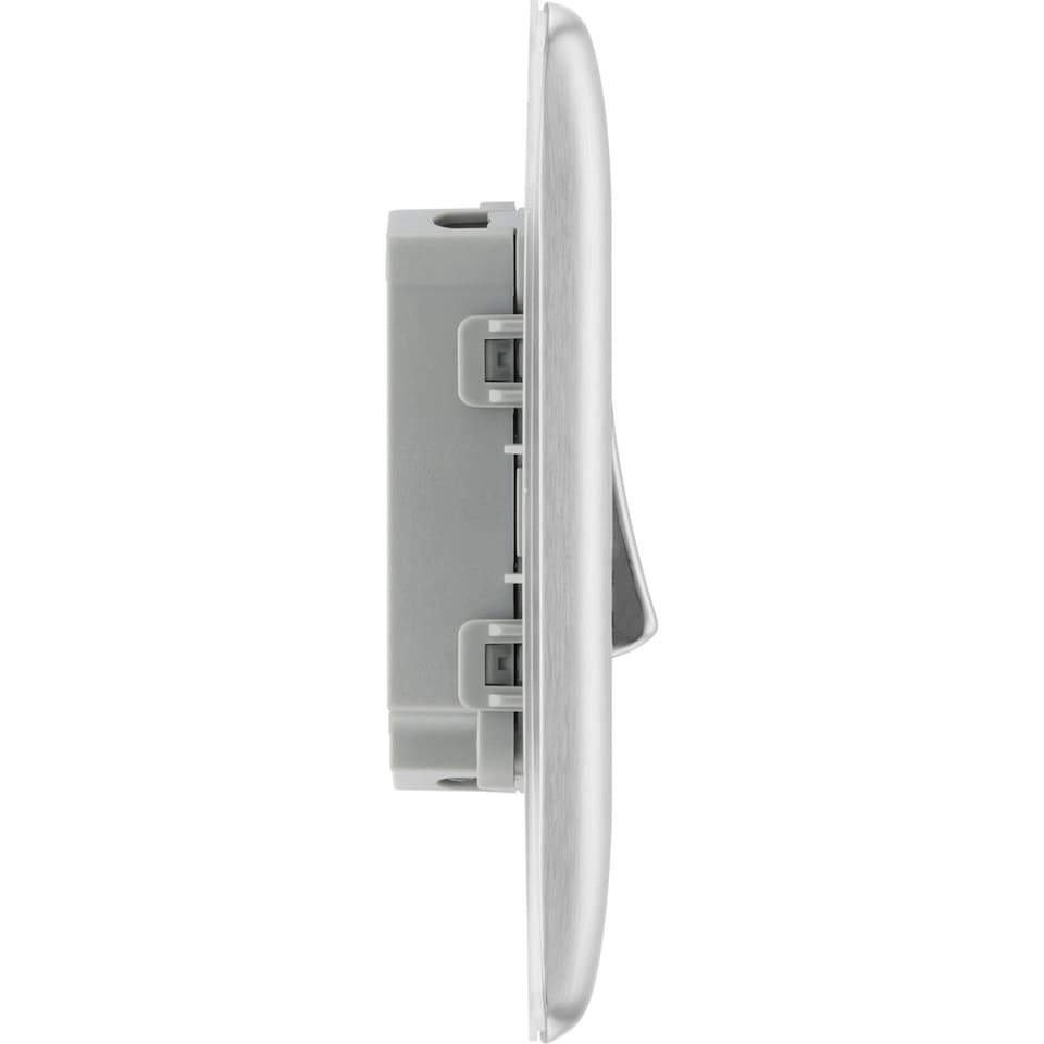 image 1 of BG Nexus Metal 20A Double Wall Light Switch, 2 Way, Brushed Steel