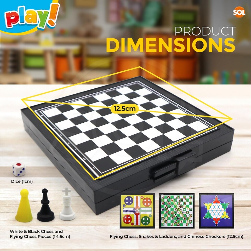 image 1 of 4-in-1 Travel Games Set – Mini Magnetic Snakes & Ladders, Chess, Flying Chess & Checkers, Pocket-Sized Fun for Kids & Adults on the Go