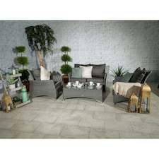 4 Seater 4 Piece Lounging Coffee Set - 2 Seater, 2 Armchairs with Coffee Table Including Cushions