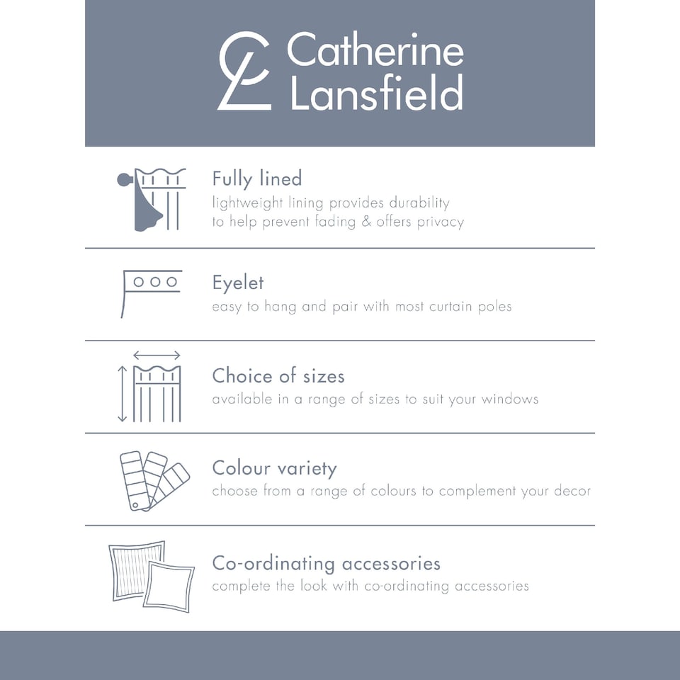 image 1 of Catherine Lansfield Crushed Velvet Lined Eyelet Curtains