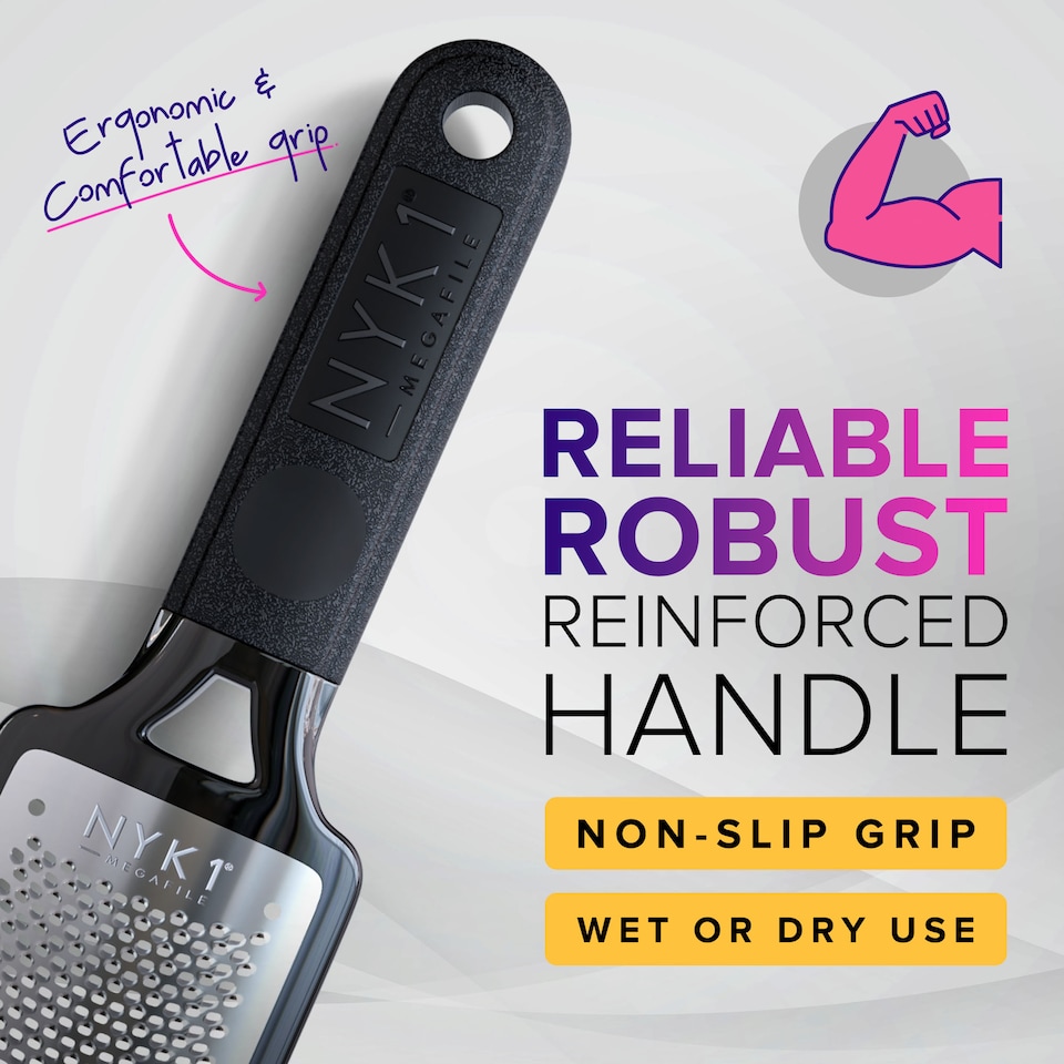 image 1 of NYK1 MegaFile Callus Remover for Feet with Catcher (XL Size) Rustproof Foot File for Wet & Dry Use
