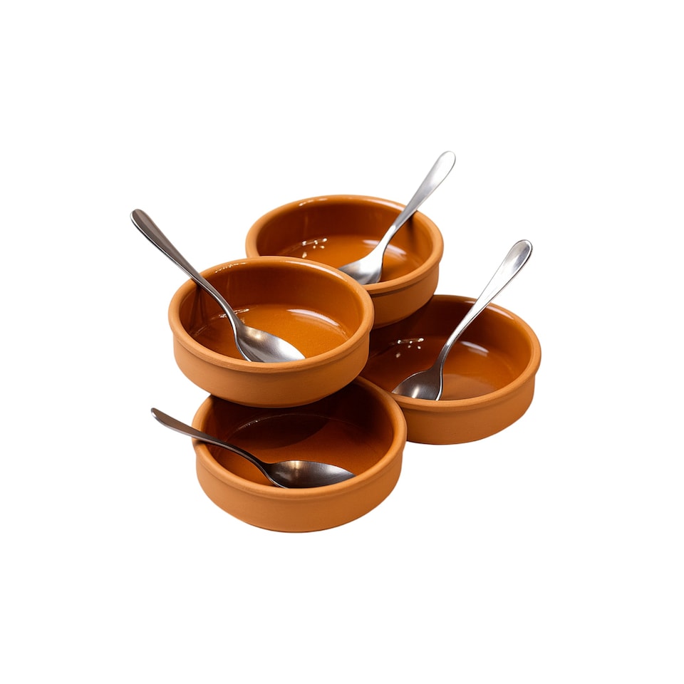 image 1 of TheOwnas Terracotta Tapas Bowls. (14.5cm, 450ml) Ovenproof Serving Bowls for Meze Salads and Side Dishes.