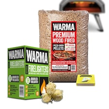 Warma Pizza Oven Pellet Bundle - 10kg Bag, 1 x Box Eco Wood Wool Firelighters & Matches