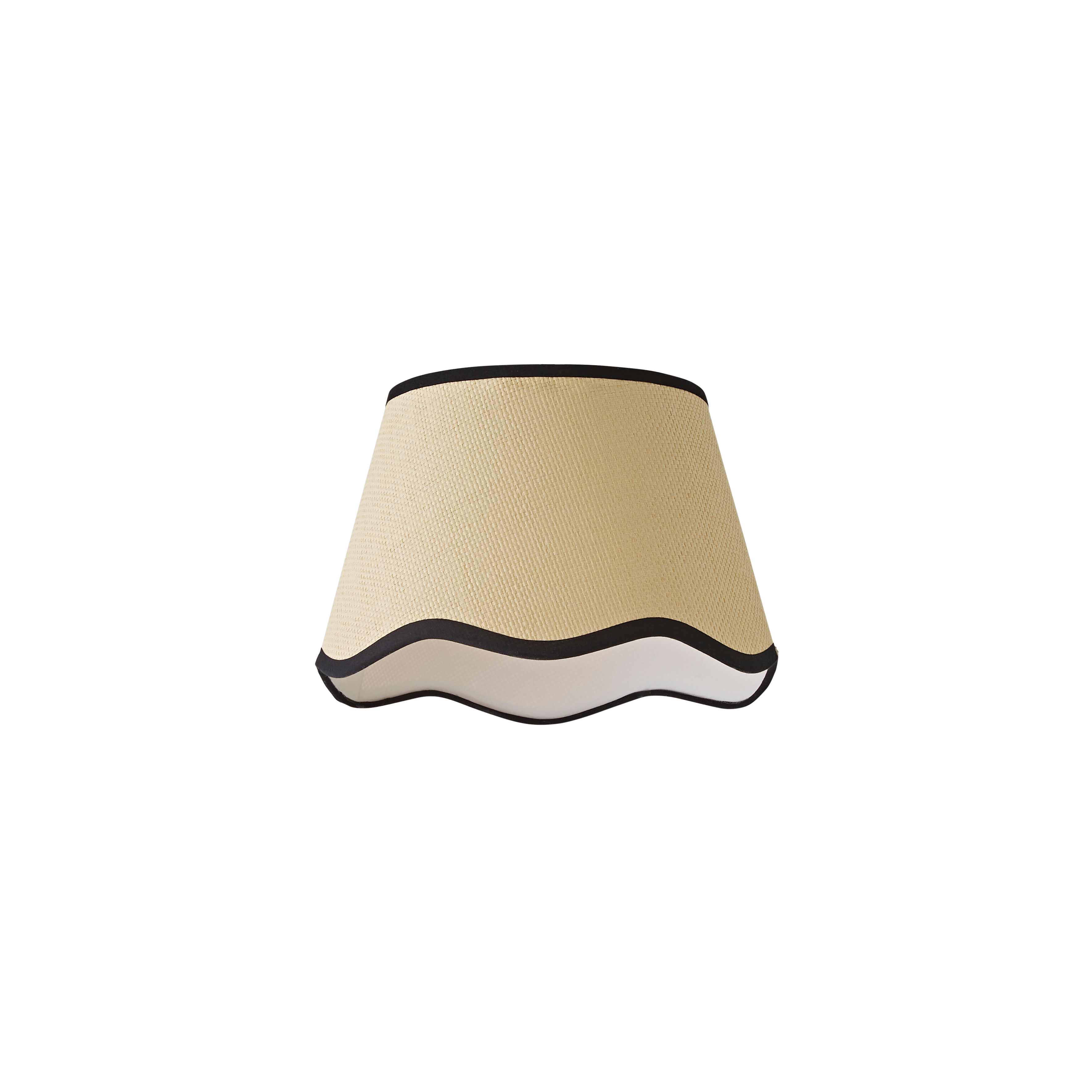 ValueLights Dutton Natural Fabric Scallop Edge Ceiling Floor Table Small Lamp Shade in Black