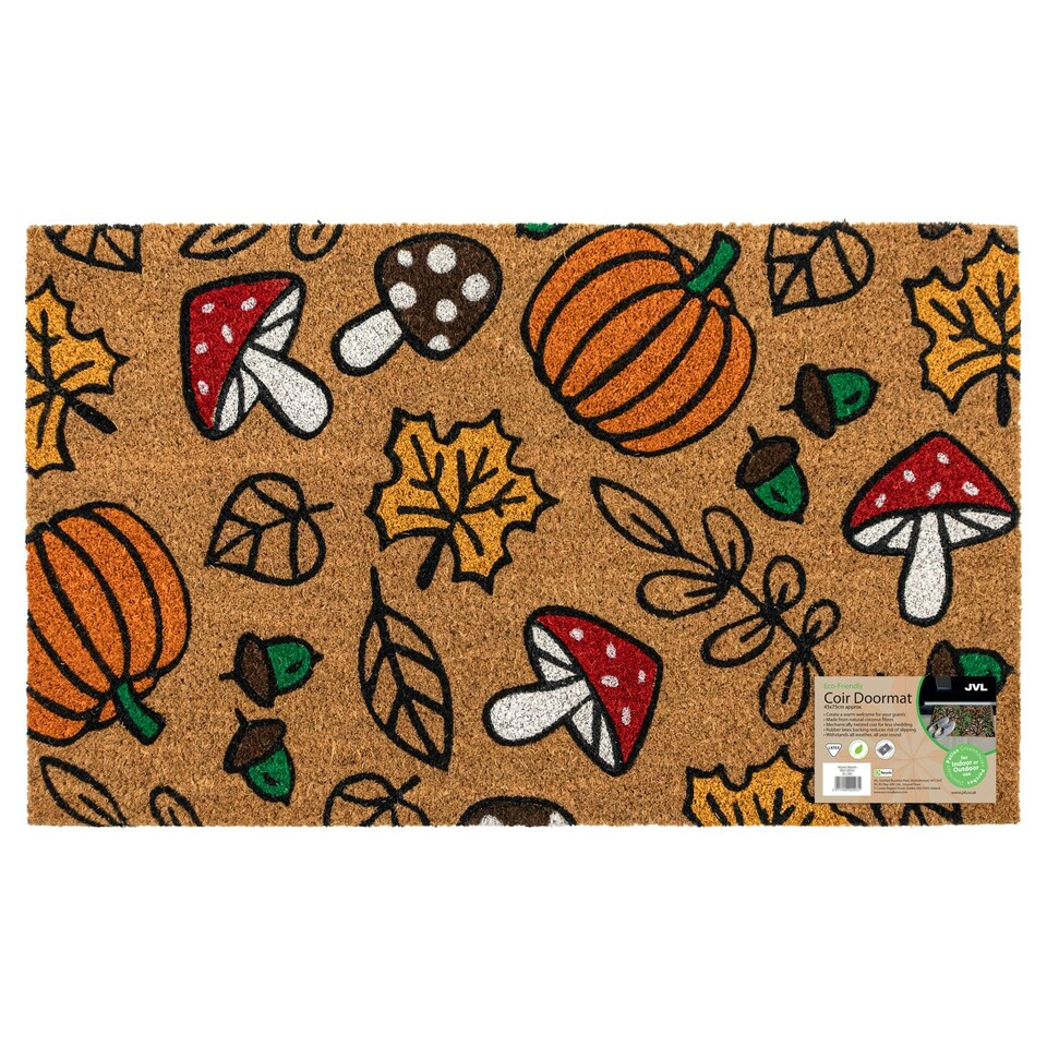 image 1 of JVL Latex Backed Coir Entrance Doormat 45x75cm - Autumn