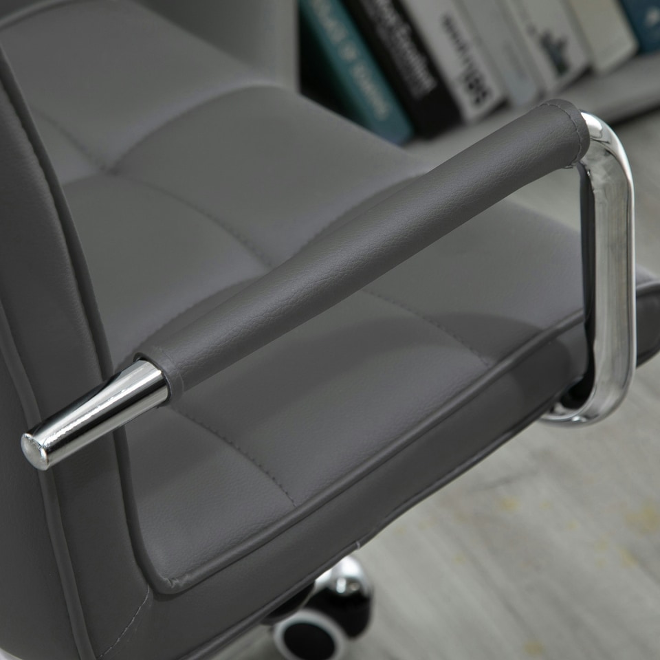 image 1 of Vinsetto Mid Back Office Chair, Swivel Computer Chair with Armrests, Grey