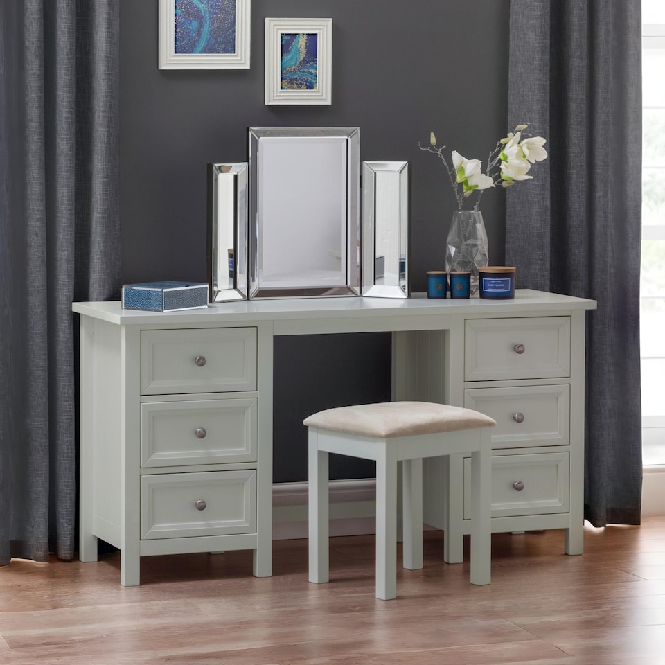 image 1 of Maine 6 Drawer Dressing Table - Dove Grey