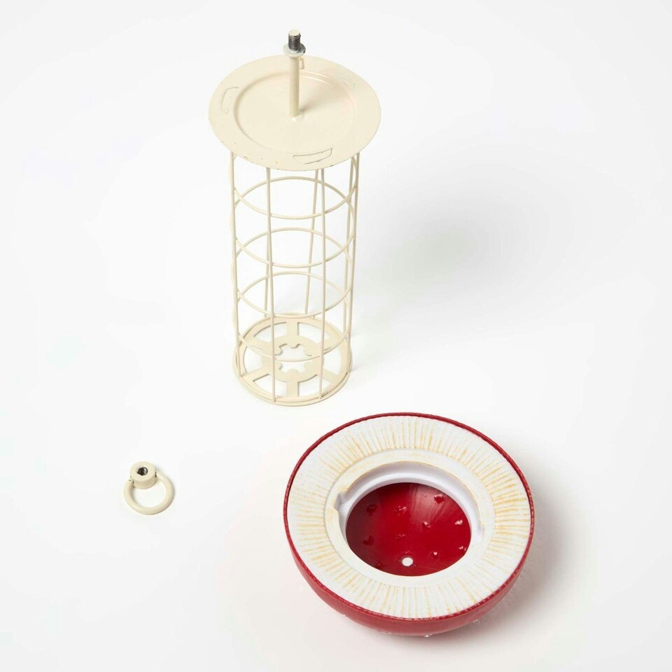 image 1 of Homescapes Tall Red Mushroom Hanging Bird Feeder