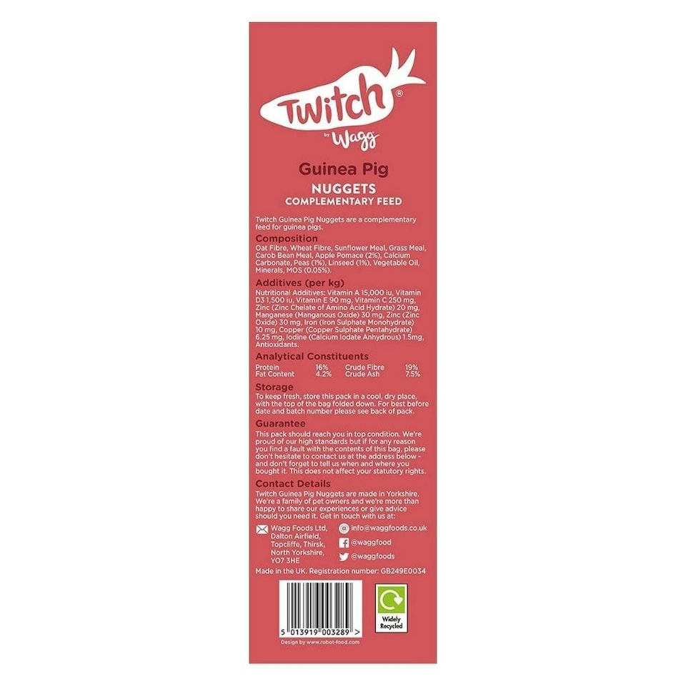 image 1 of Twitch by Wagg Guinea Pig Nuggets Food 2kg
