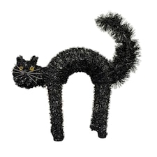 42cm Black Scaredy Cat with Arched Back Halloween Decoration