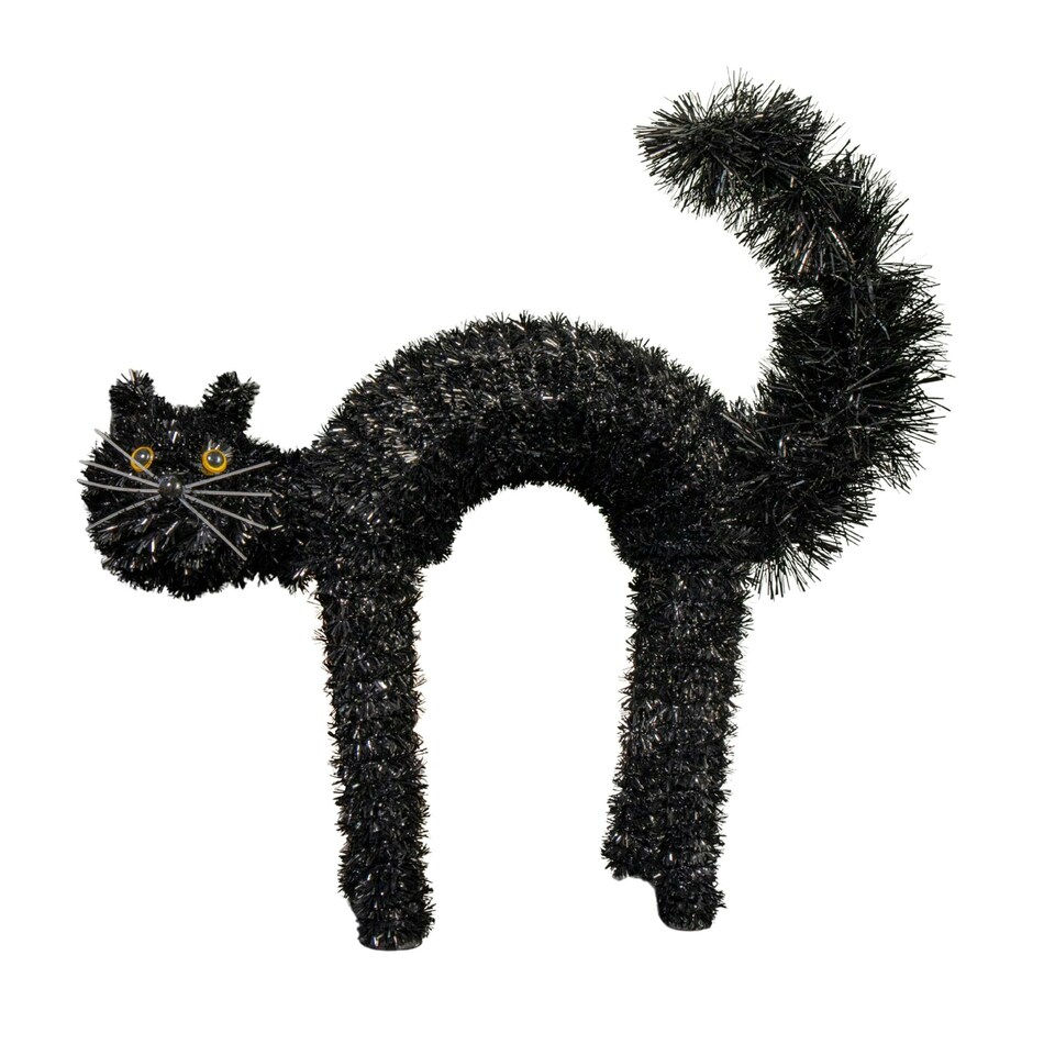 image 1 of 42cm Black Scaredy Cat with Arched Back Halloween Decoration