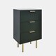 image 5 of OHS Ribbed Bedside Table Modern Bedroom 3 Draw Office Nightstand | Green | Dark Forest Green