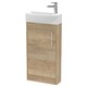 image 1 of Balterley Winshill Contemporary 1 Door Left-Hand Floor Standing Cloakroom Vanity Unit with Basin, Light Oak, 440mm