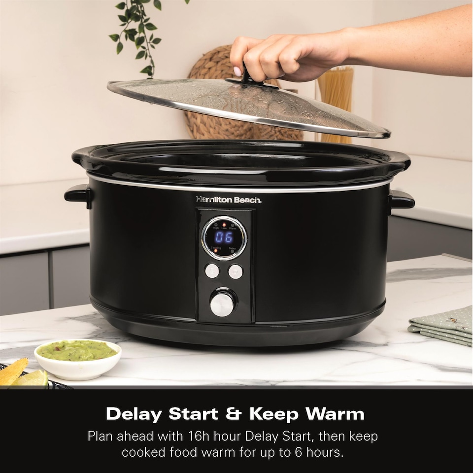 image 1 of Hamilton Beach 6.5L Digital Oval Slow Cooker Black