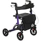 image 1 of HOMCOM Folding Rollator Walker with Seat, Backrest, Lightweight Walking Frame with Storage Bag, Dual Brakes, Adjustable Handle Height, Suspension System, 4 Wheeled Walker for Seniors, Purple