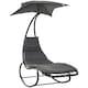 image 1 of Outsunny Patio Rocking Chaise Lounge Rocking Bed with Canopy Cushion
