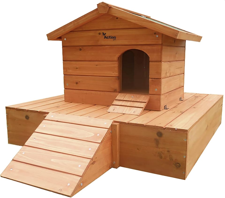 image 1 of Actiaspet Floating Wooden Duck House with Nesting Area | Weatherproof Outdoor Shelter