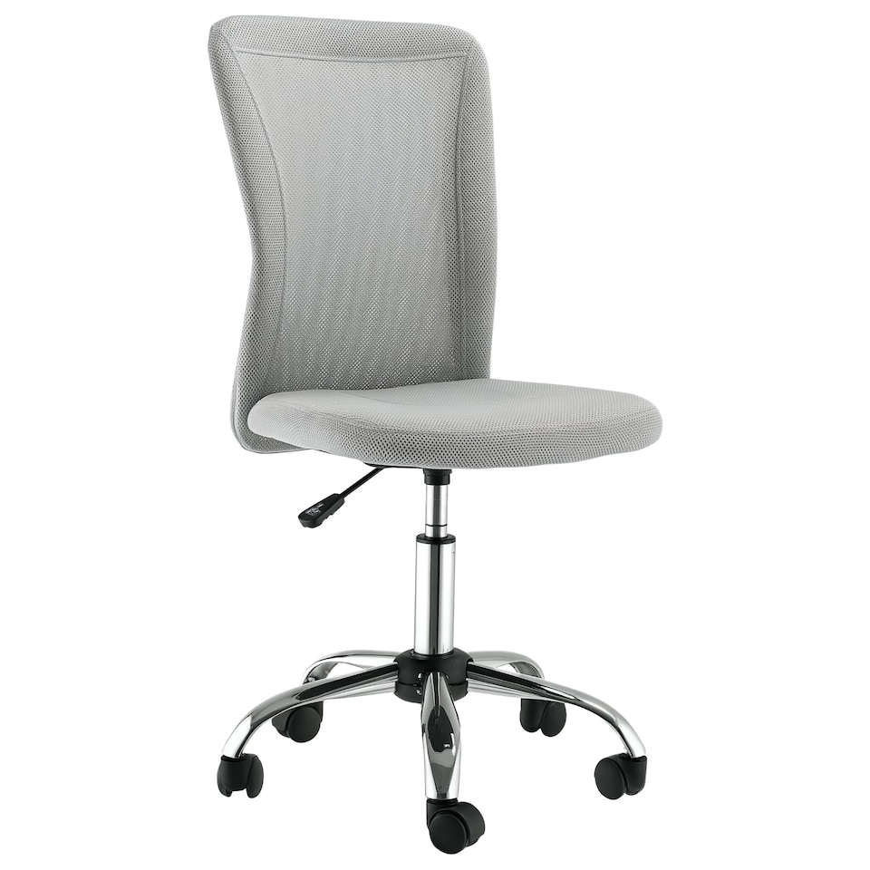 image 1 of Vinsetto Mesh Back Armless Office Chair with Adjustable Height, Wheels Grey