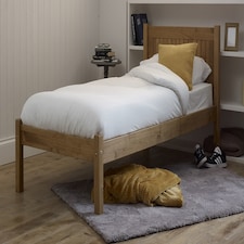 3ft Single Antique honey pine,wood,wooden low foot end,solid panel bed frame.Shaker style