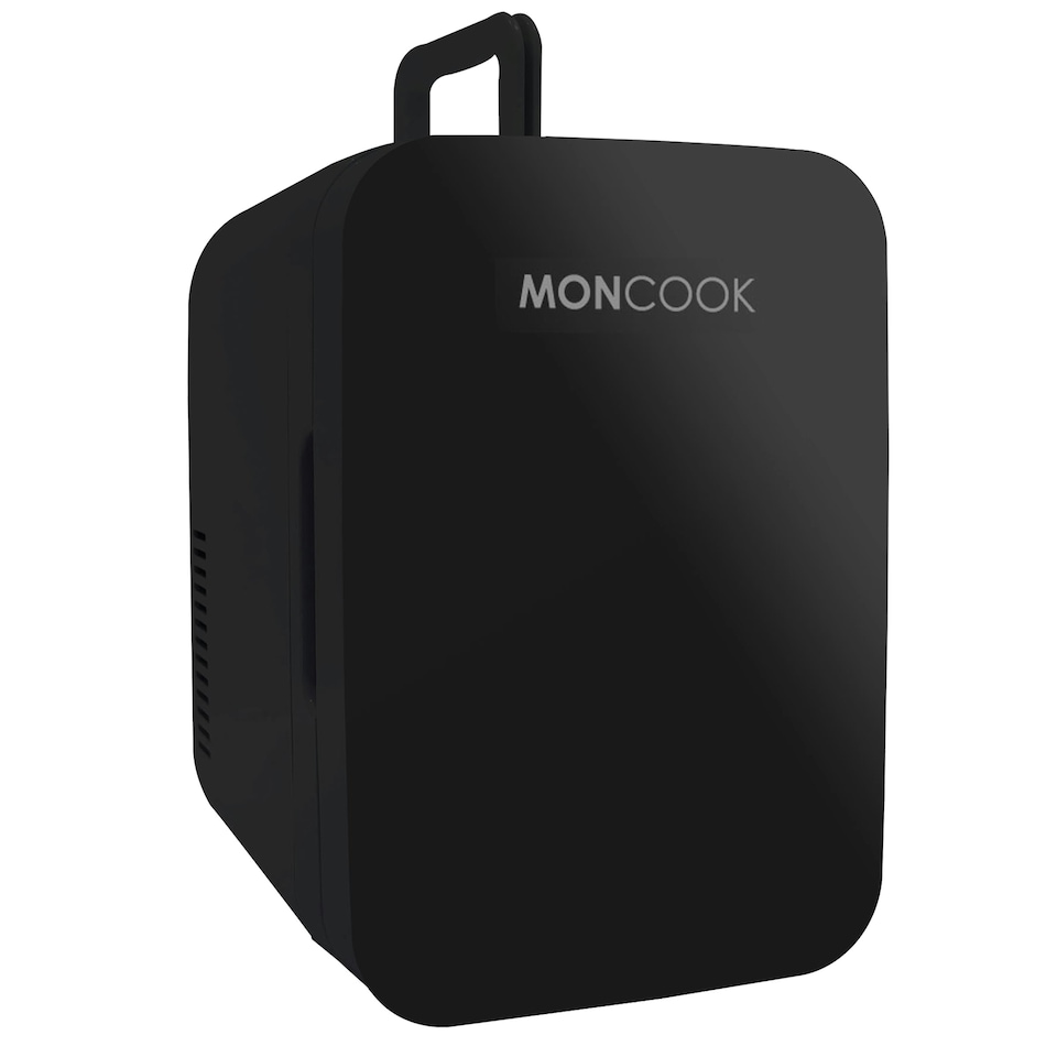 image 1 of MONCOOK Mini Fridge For Bedrooms - Small, Portable & Quiet - Glass Door Mini Fridge For Skincare, Food & Drinks - Cooling & Warming Function - 6L Black