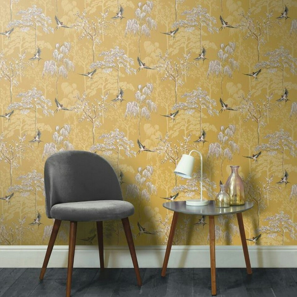 image 1 of Arthouse Japanese Garden Wallpaper - Ochre Yellow - One Size Yellow