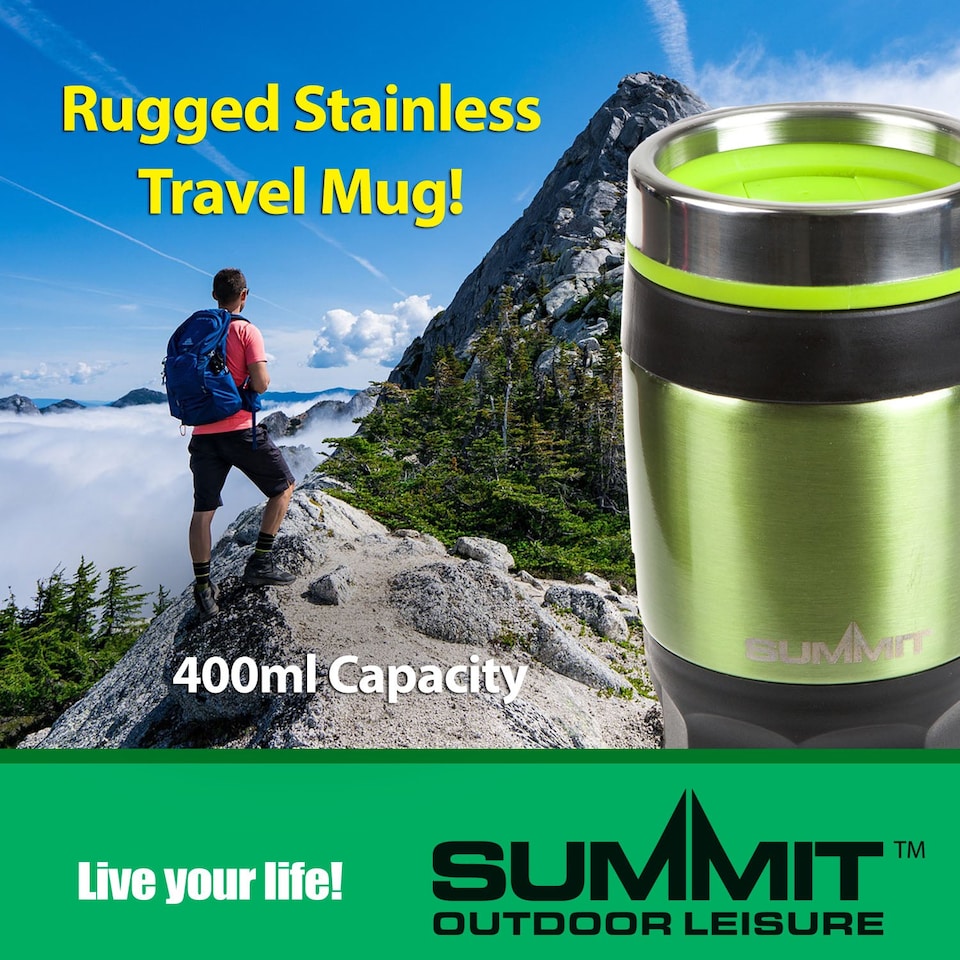 image 1 of VFM e-Store Green 400ml Insulated Travel Mug - Metallic, Leakproof