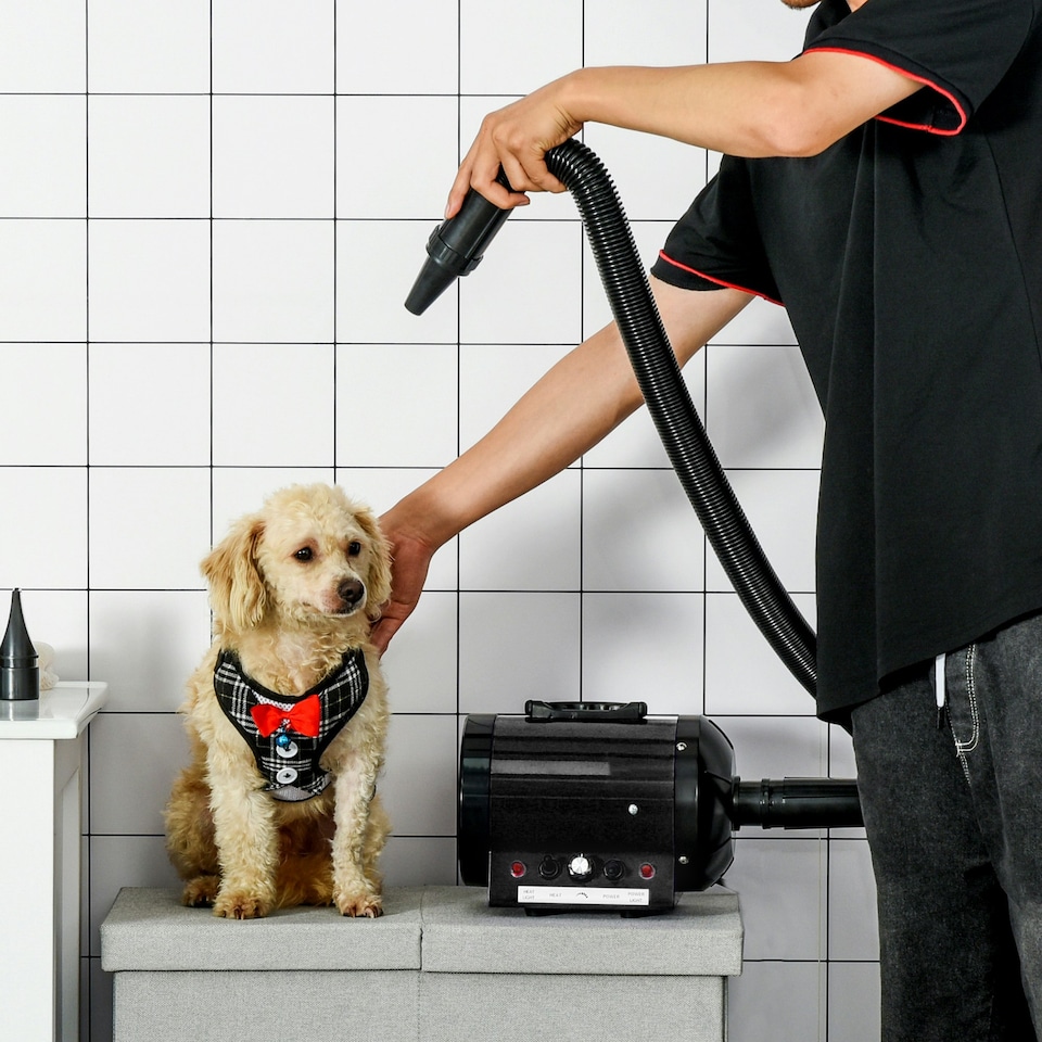 image 1 of PawHut 2800W Dog Hair Dryer Pet Grooming Blaster Blower Dryer 3 Nozzles, Black