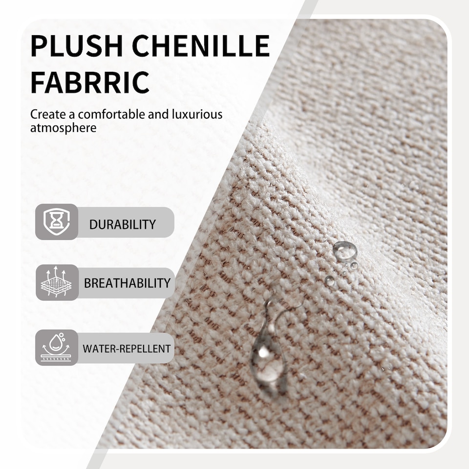image 1 of Dining Chair Set of 2, Water-Repellent Plush Chenille Upholstered for Dining Room