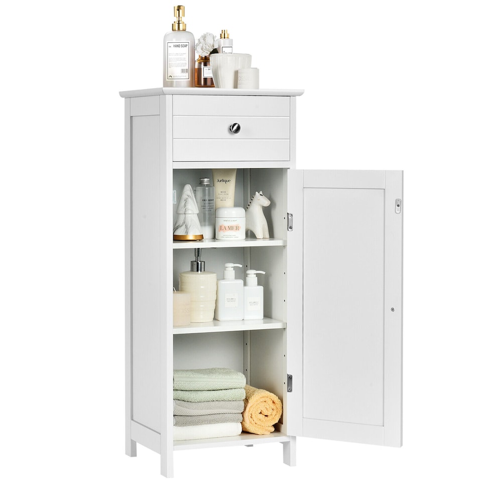 image 1 of COSTWAY Bathroom Storage Cabinet Floor Standing Wooden Cupboard