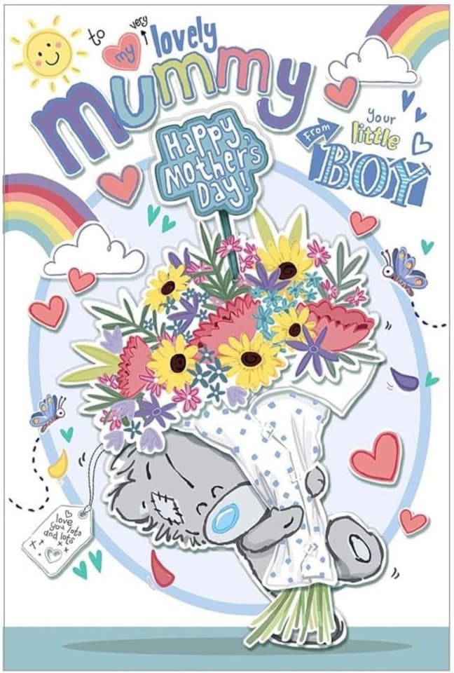 image 1 of Bear With Flowers From Little Boy Mother's Day Card