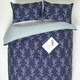 image 1 of Homescapes Blue Leaf Digitally Printed Cotton Duvet Cover Set - Super King Blue | Super King
