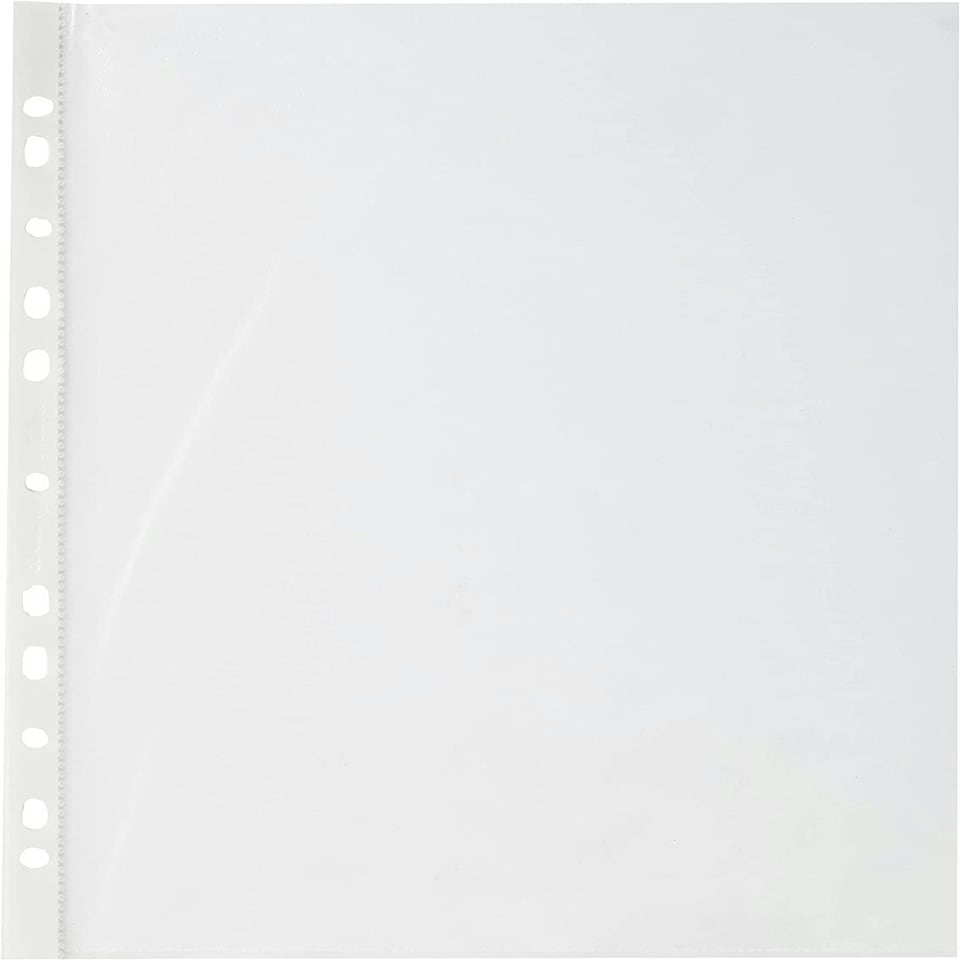image 1 of Pack of 100 50 Micron A4 Clear Polypropylene Punched Pockets