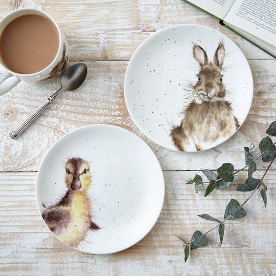 image 1 of Wrendale Designs Set of 2 Rabbit & Duck Coupe Plates