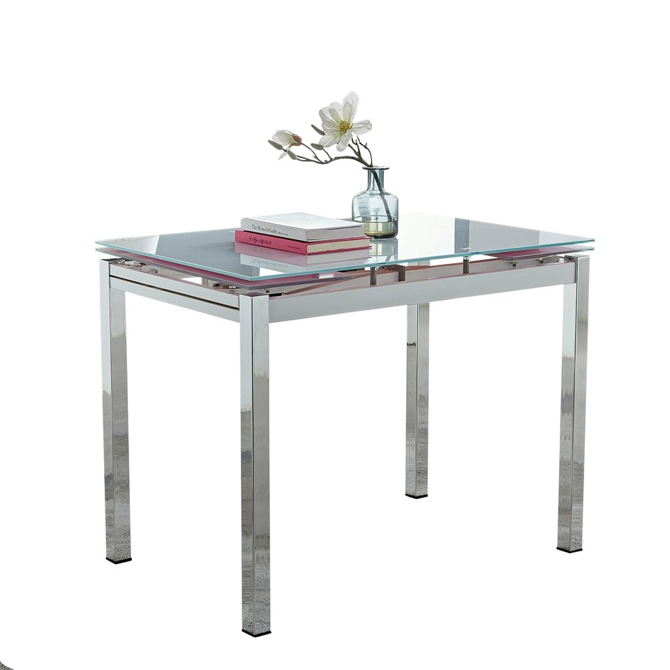 image 1 of Furniturebox Enna White Glass Extending Dining Table