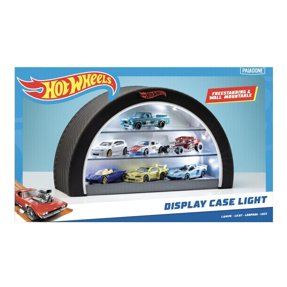 image 1 of Hot Wheels Display Case Light, Officially Licensed Mattel LightUp Case Holds 8 Cars, Paladone