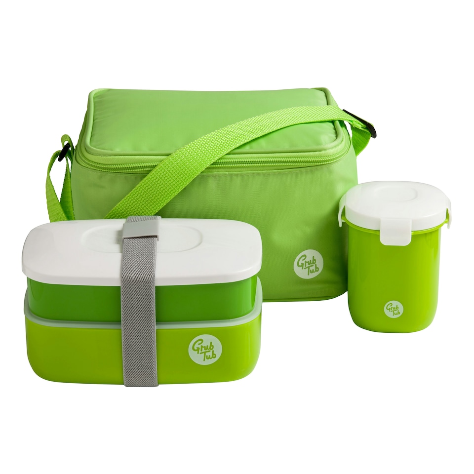 image 1 of Interiors by Premier Organized Green 3PC Lunch Box, Leak Proof Tiffin Box, Comfortable Packed Lunch Box, Portable Lunch Container