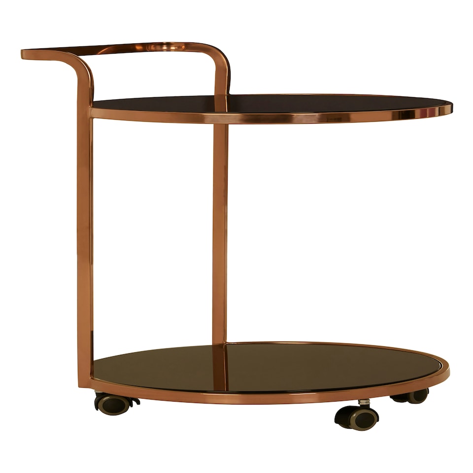 image 1 of Interiors by Premier Elegant 2 Tier Gold Finish Drinks Trolley, Functional Bar Trolley, Easy Mobility Drinks Trolley