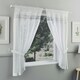 image 1 of Lucy White Embroidered Heart Design Window Set 140 x 106 cm Rod Pocket Window Set with Frill Edging and 2 Matching Tie Backs