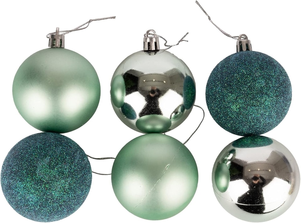 image 1 of 60mm/6Pcs Christmas Baubles Shatterproof Turquoise,Tree Decorations