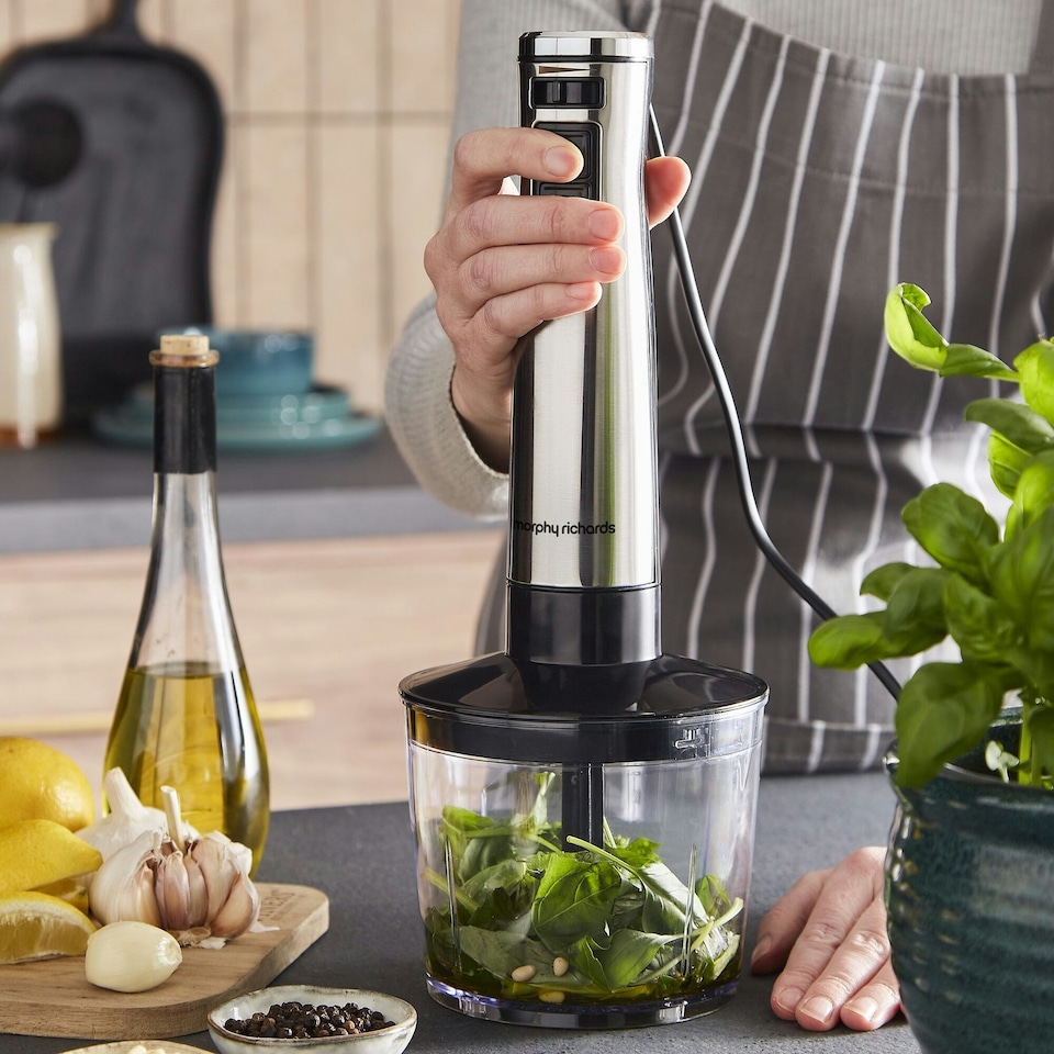 image 1 of Morphy Richards Hand Blender Set with Masher Silver