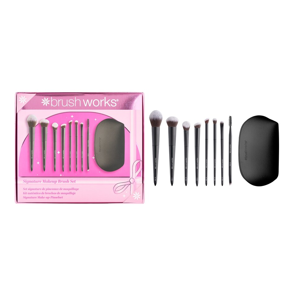 image 1 of Brushworks Signature Makeup Brush Set - 8 Brushes with Travel Pouch